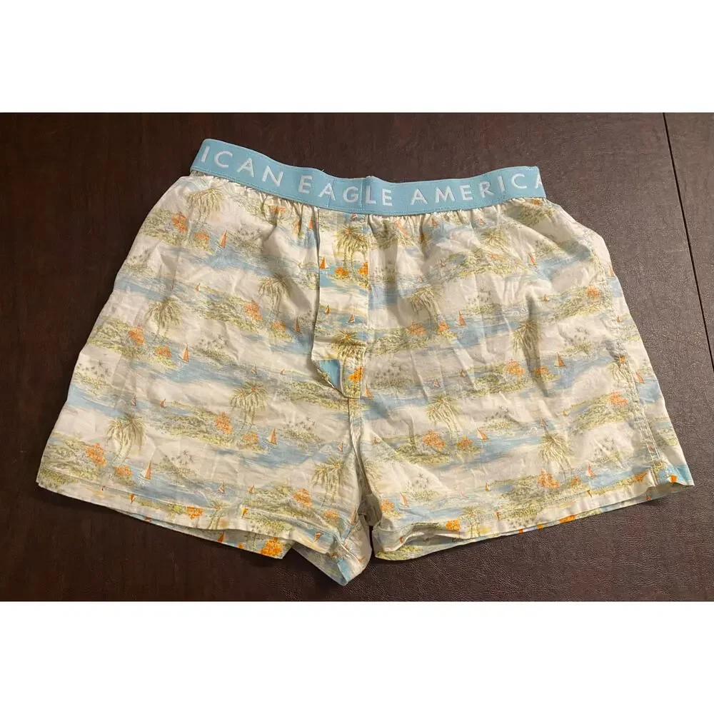 American Eagle Tropical Island Print Knit Boxers Men’s M 32-34 Lounge Shorts
